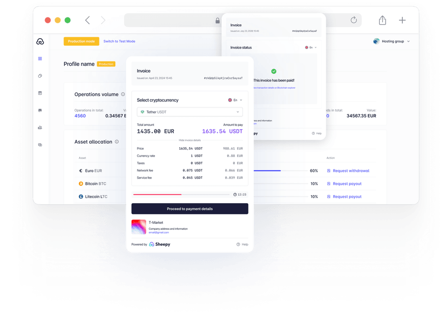 Sheepy dashboard and invoice preview