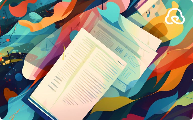 Abstract art featuring an open book surrounded by vibrant, swirling colors and shapes, suggesting a dynamic reading experience - preview.